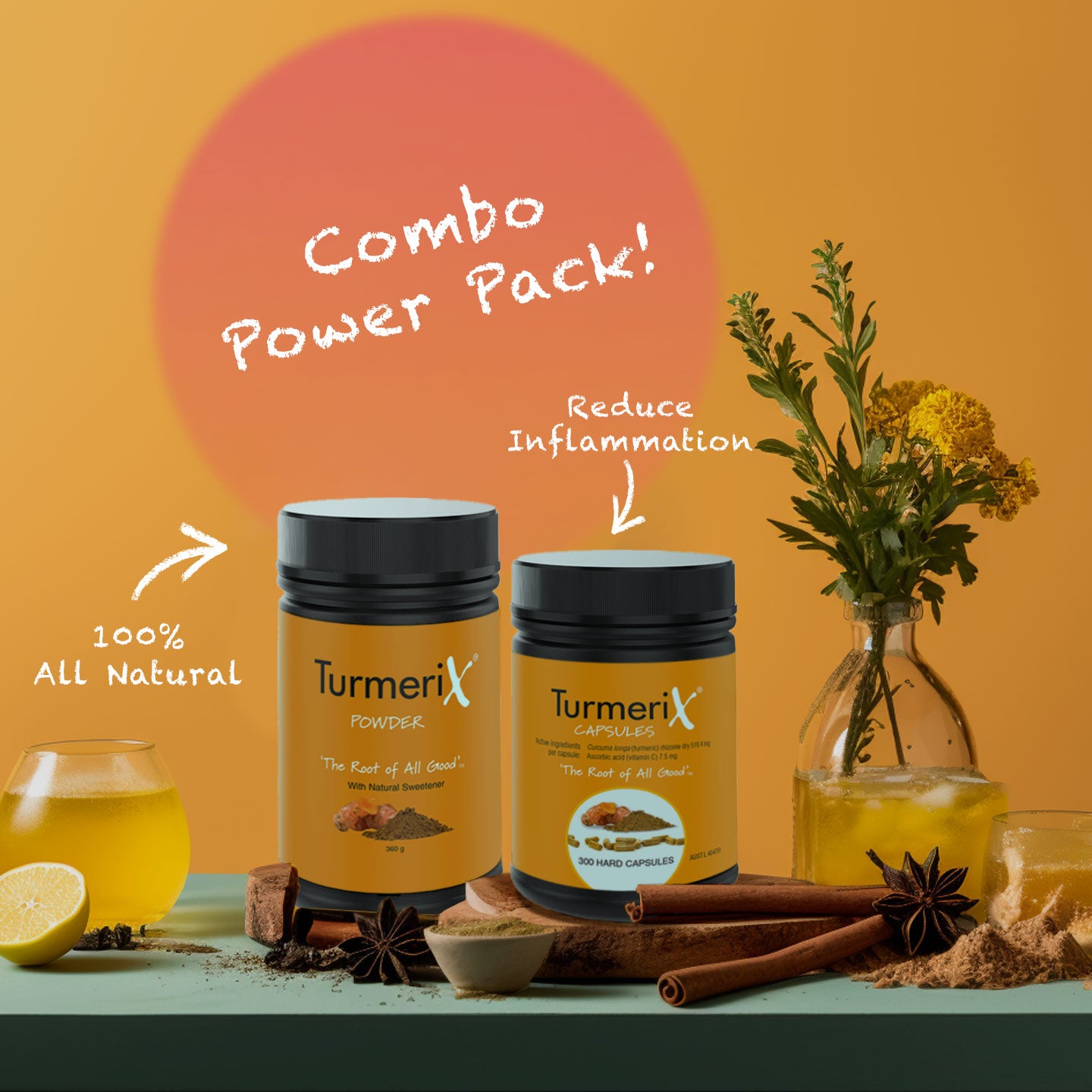 
                  
                    TurmeriX® Combo Power Pack -  Capsules 300's &  Powder 360g Tub - (Save $10.00)
                  
                