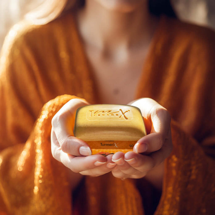 TmX Factor turmeric soap and hand cream skincare set